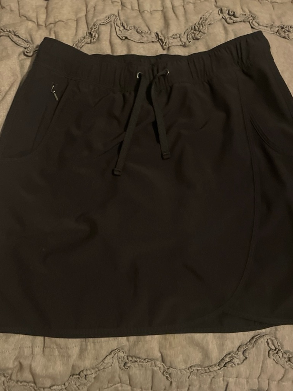 Patagonia Black Drawstring Mini Skirt with Zipper Pocket